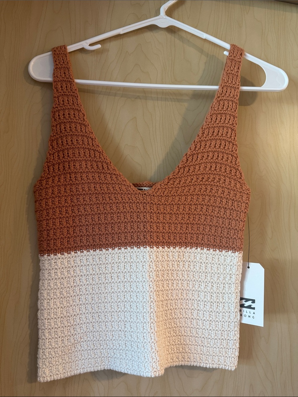 Billabong Rust & Cream Crochet V-Neck Tank